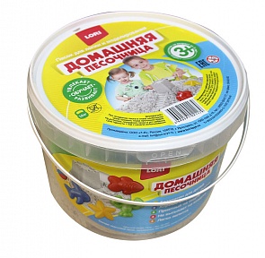 Песочница домашняя - Морской песок 1,5 кг, формочки и совочек (Лори, Дп-003)